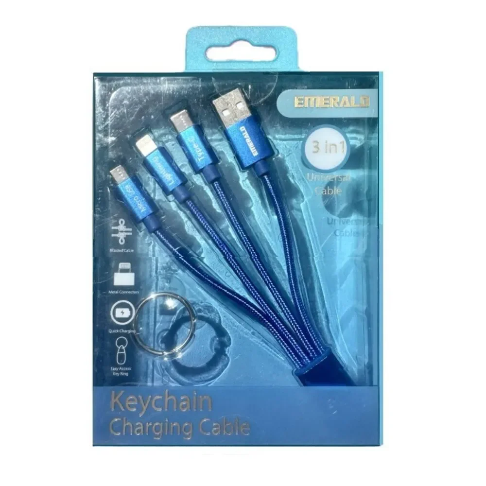 Emerald 3-in-1 Keychain Charging Cable